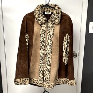 VINTAGE Suede and Leopard Cape, 1970’s